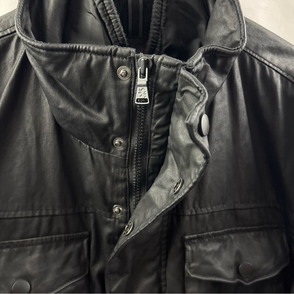 Express Jacket Mens Large Black Utility Pockets Full Zip Snap Front - Picture 6 of 13